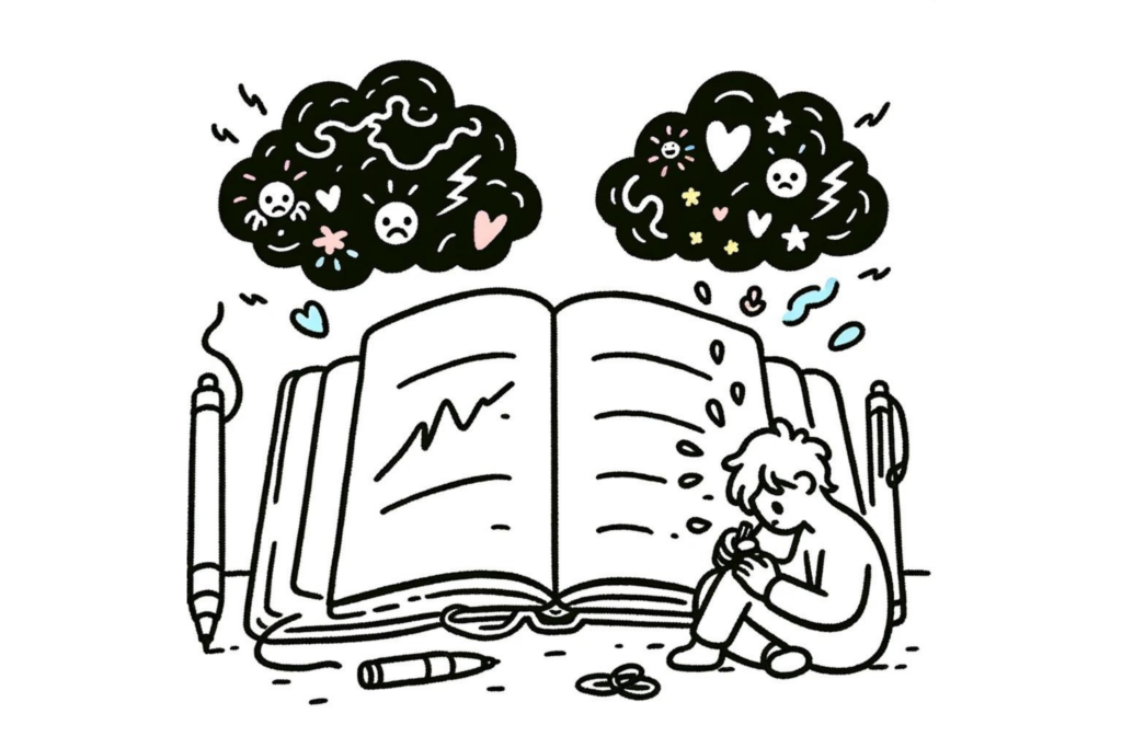 An illustration representing how to journal for anxiety
