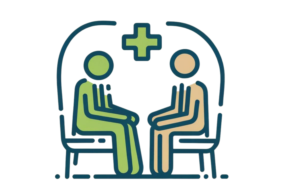 Illustration of a person accompanying another to a therapy session, highlighting the importance of encouraging professional help for someone with depression.